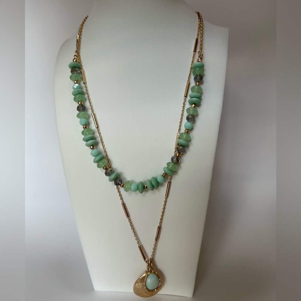 Style & Co. Gold and Green Beaded Necklace - Picture 3 of 6